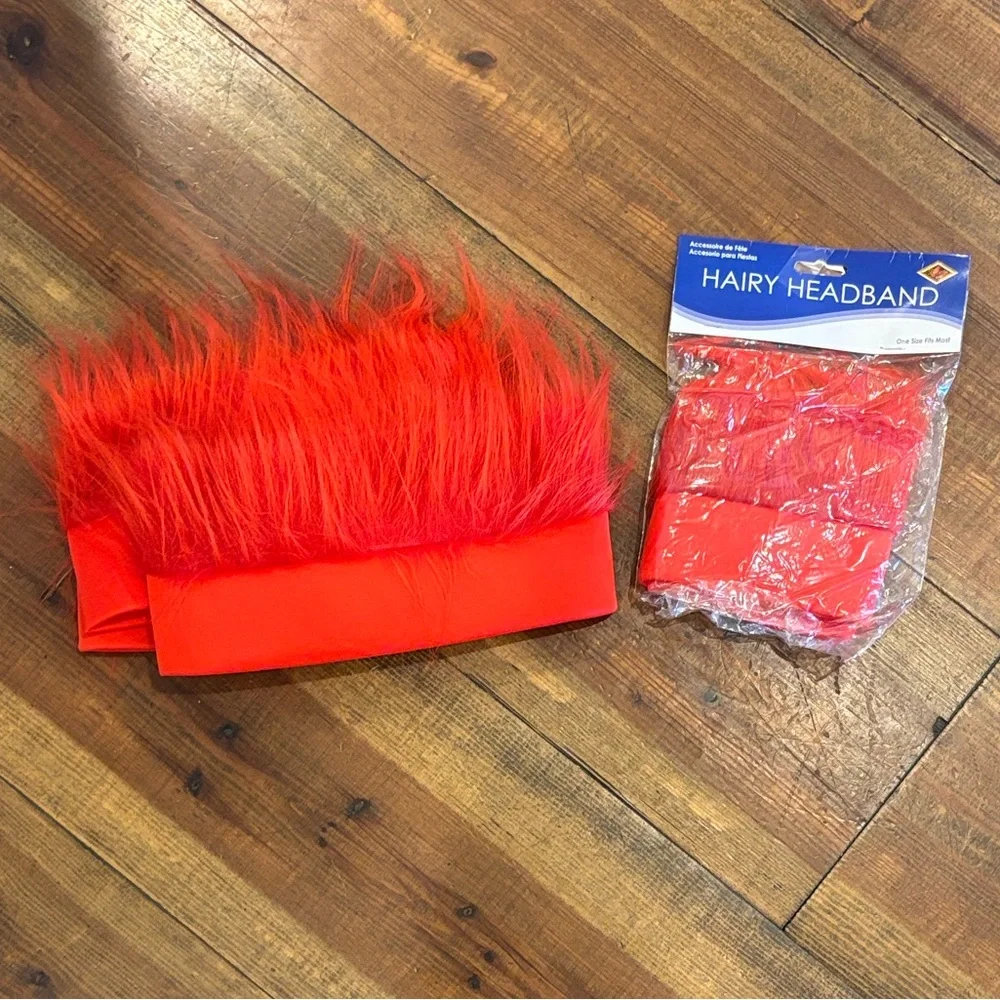 Vibrant Red Hairy Headband for Parties